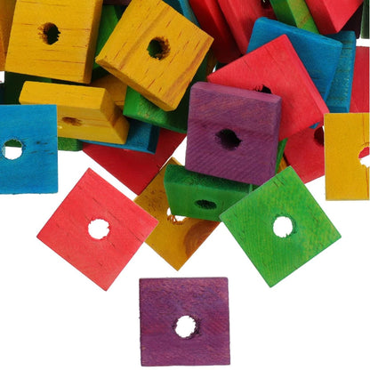 GANAZONO 100Pcs Parrot Wood Blocks Toys Wooden 3X3CM, Random Color