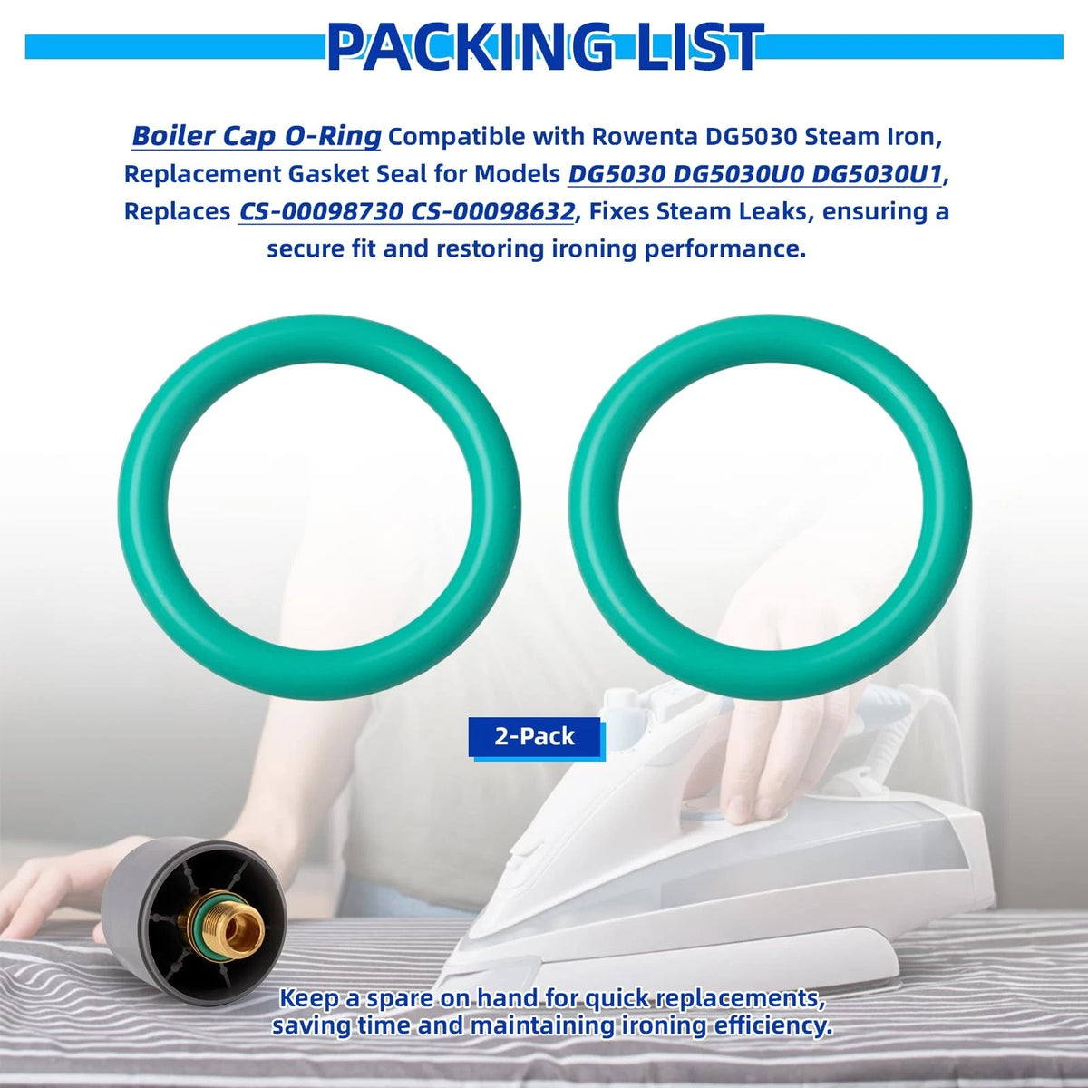 Boiler Cap O-Ring Compatible with Rowenta DG5030 Steam Gasket Seal green