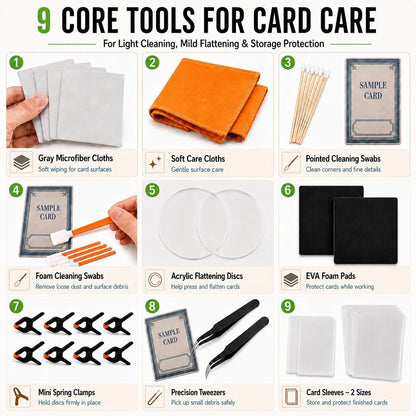 Nopesvt 245 PCS Trading Card Cleaning Kit,Sports Care Flattening Medium