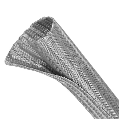 Split Wire Loom Tubing, Cable Protector Sleeve, Braided 1/8"-25ft, Grey