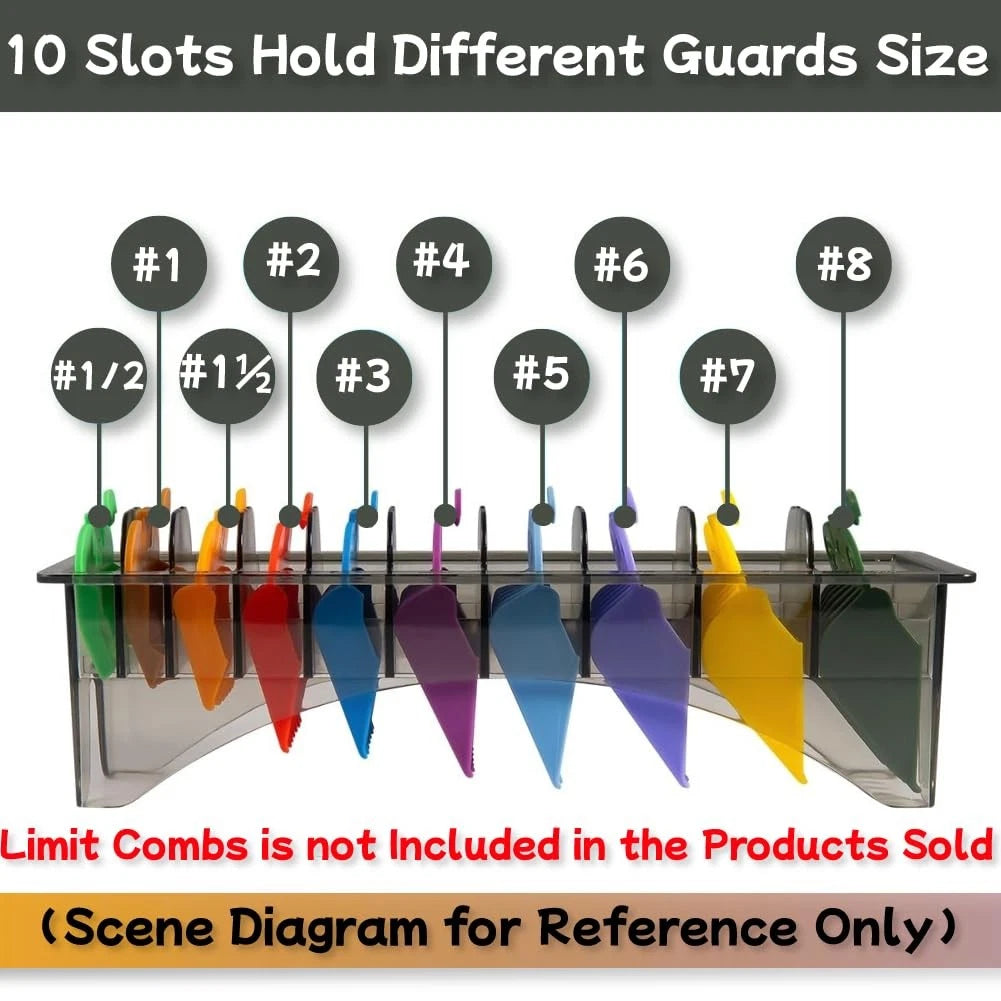 HuGuWdy Clipper Guard Holder，Clipper Holder with 10 Slots 1 x Holder, Black