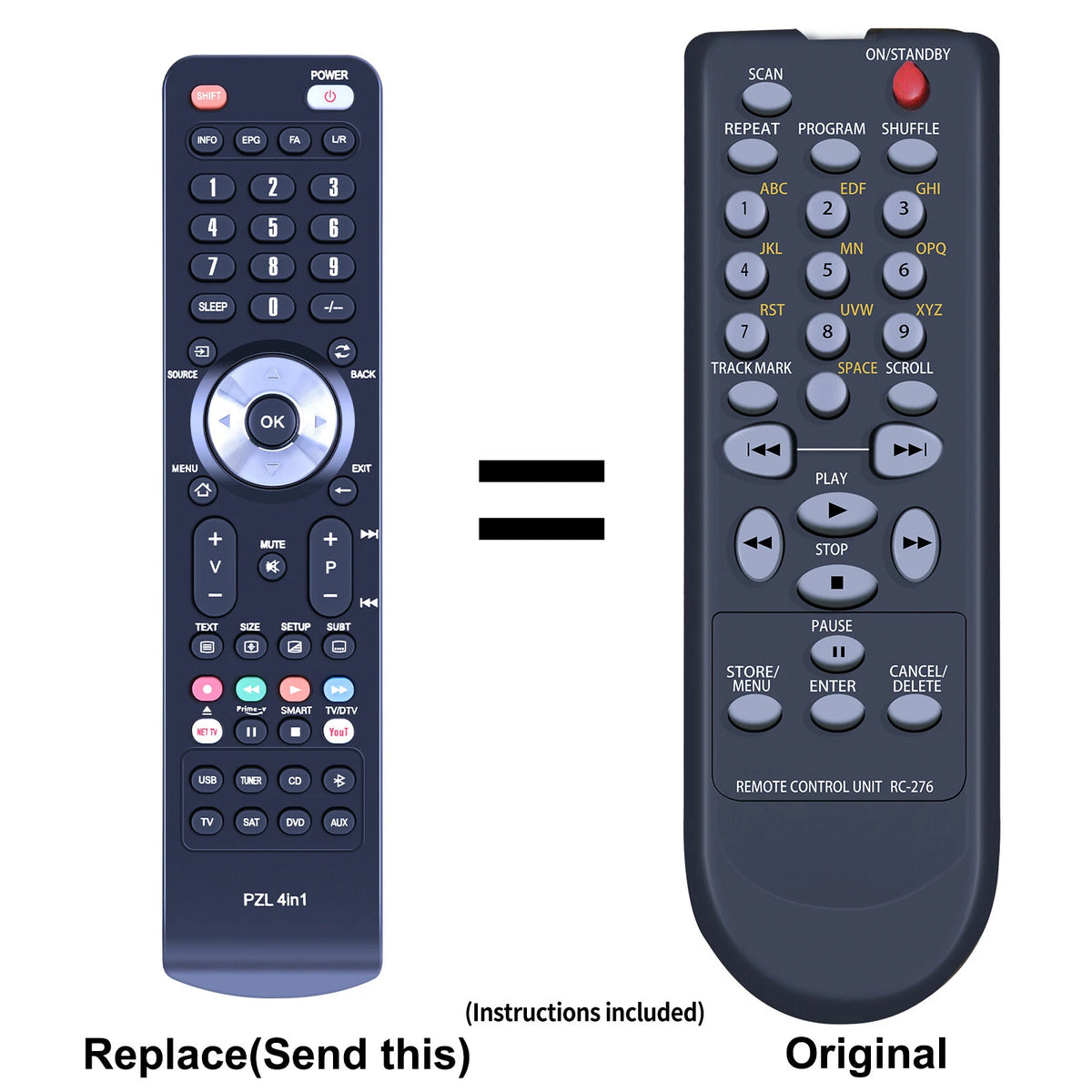 Replacement Remote Control For Denon CD Recorder RC-276 CDR-1000 CDR-1000-N