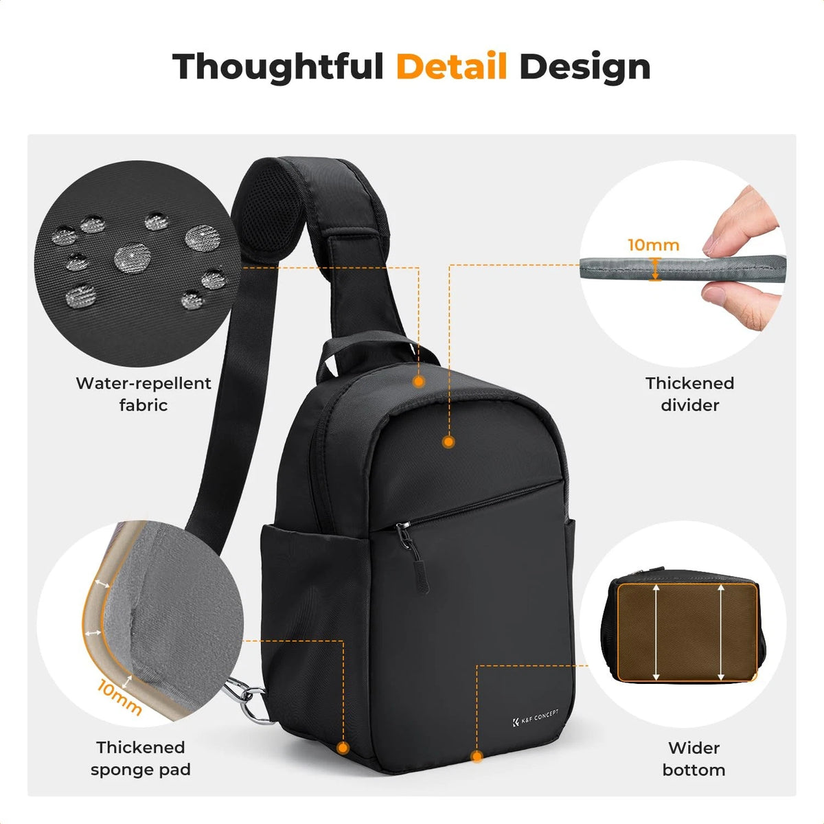 K&F CONCEPT Small Camera Bag for Photographer, Sling 5L, Black