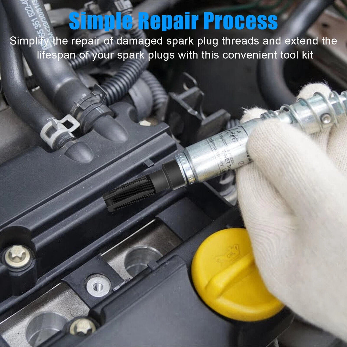 M14 x1.25 Spark Plug Rethread Thread Repair Kit Reamer Tap with 4 Inserts D