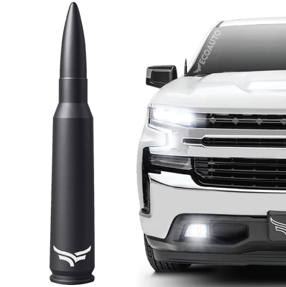 50 Cal Badass Bullet Antenna® Fits Chevy Silverado & GMC Sierra Truck Black