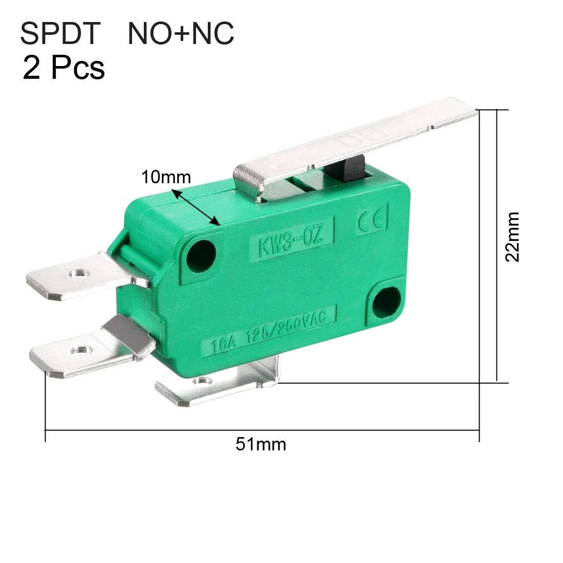 uxcell 2PCS KW3-OZ 16A 125/250VAC SPDT NO NC Hinge Lever Type Micro Limit...