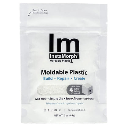 InstaMorph Reusable Moldable Plastic | Thermoplastic Beads, 3oz White
