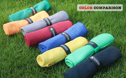 Handy Picks Microfiber Golf Towel (16" X 16") with 16" x 16", Black/Grey/Red
