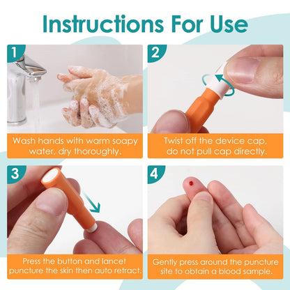 Glucoracy Safety Lancets, Sterile, Top Push Button Activated, 28 Gauge, 1.8...