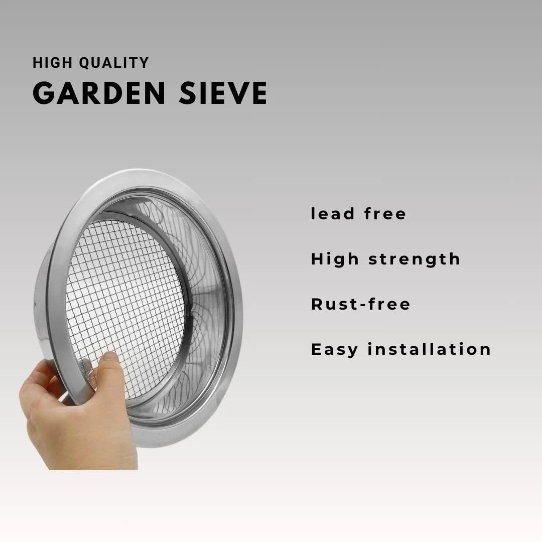 Soil Sifter Set for Garden with 5PCS Mesh(1,3,6,9,12mm) Sieve silver