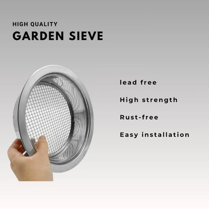Soil Sifter Set for Garden with 5PCS Mesh(1,3,6,9,12mm) Sieve silver