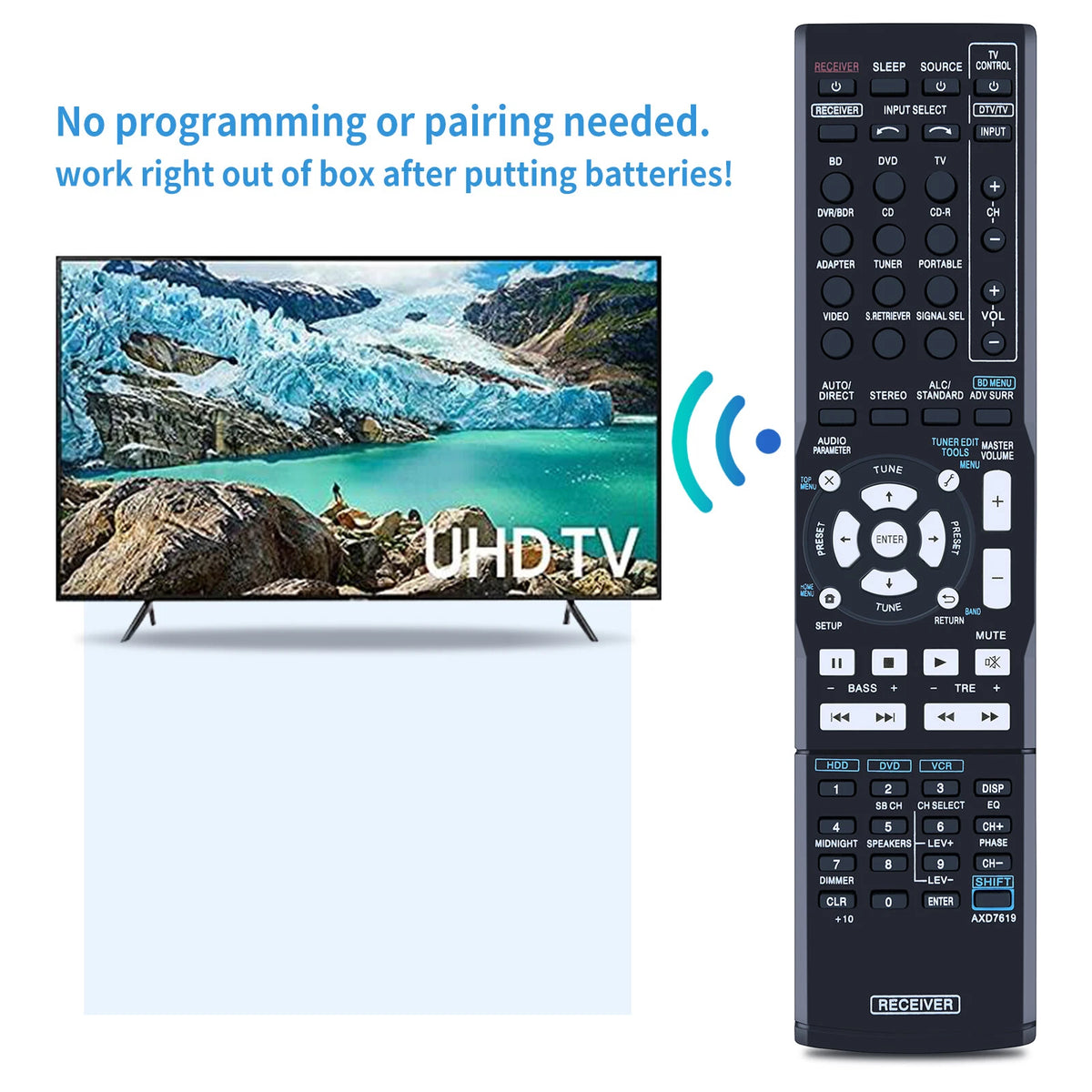 AXD7619 Replace Remote Control For Pioneer AV Receiver VSX-521-K VSX-521