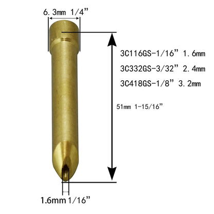 RIVERWELD TIG Long Wedge Collet 3C418GS 1/8" 3.2mm Fit DB 3.2mm, Brass