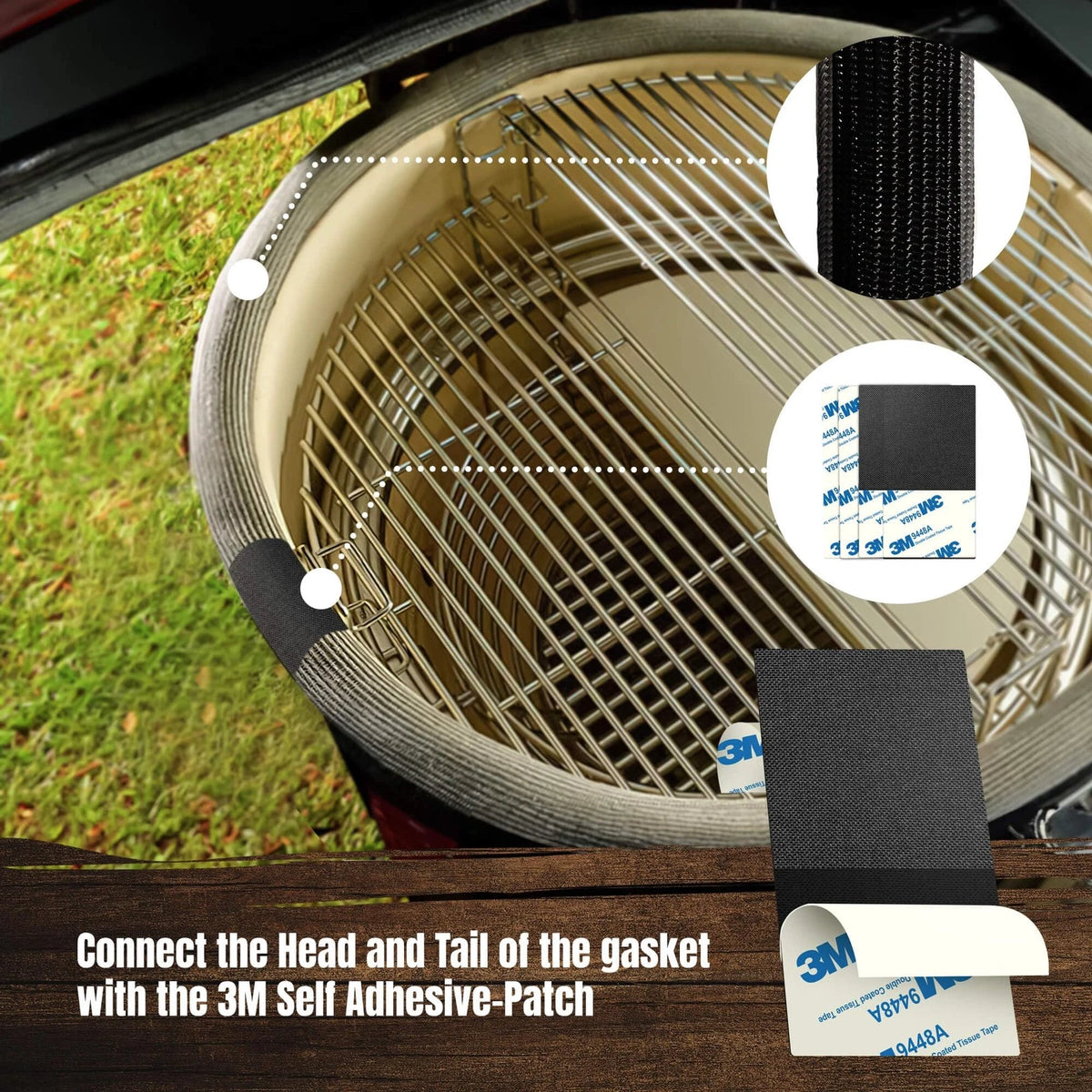 Wire Mesh Gasket Kit Fit for Kamado Joe Classic - 150" - CLASSIC JOE, Gray