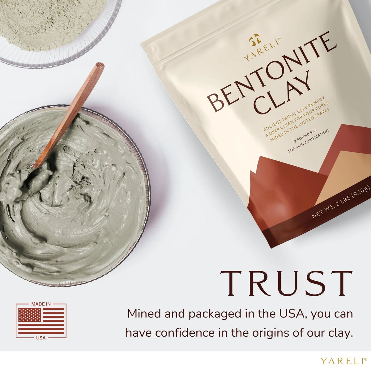 YARELI Bentonite Clay Powder Facial Mask & Cleansing 32 Ounce (Pack of 1)