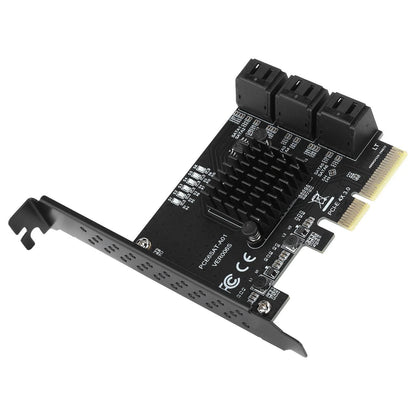 PCI-E To 6 Ports SATA 3.0 Controller Expansion Card Adapter 6Gbps For PC