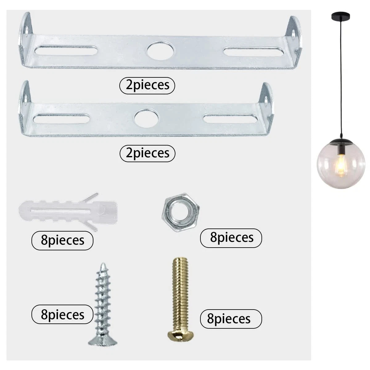 DVECUE 4Pieces Light Fixture Mounting Bracket for Ceiling 4 Sets Silver