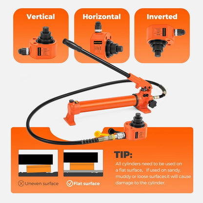Bonvoisin Hydraulic Ram Jack 30T Low Profile Porta Power Cylinder 30T, Orange