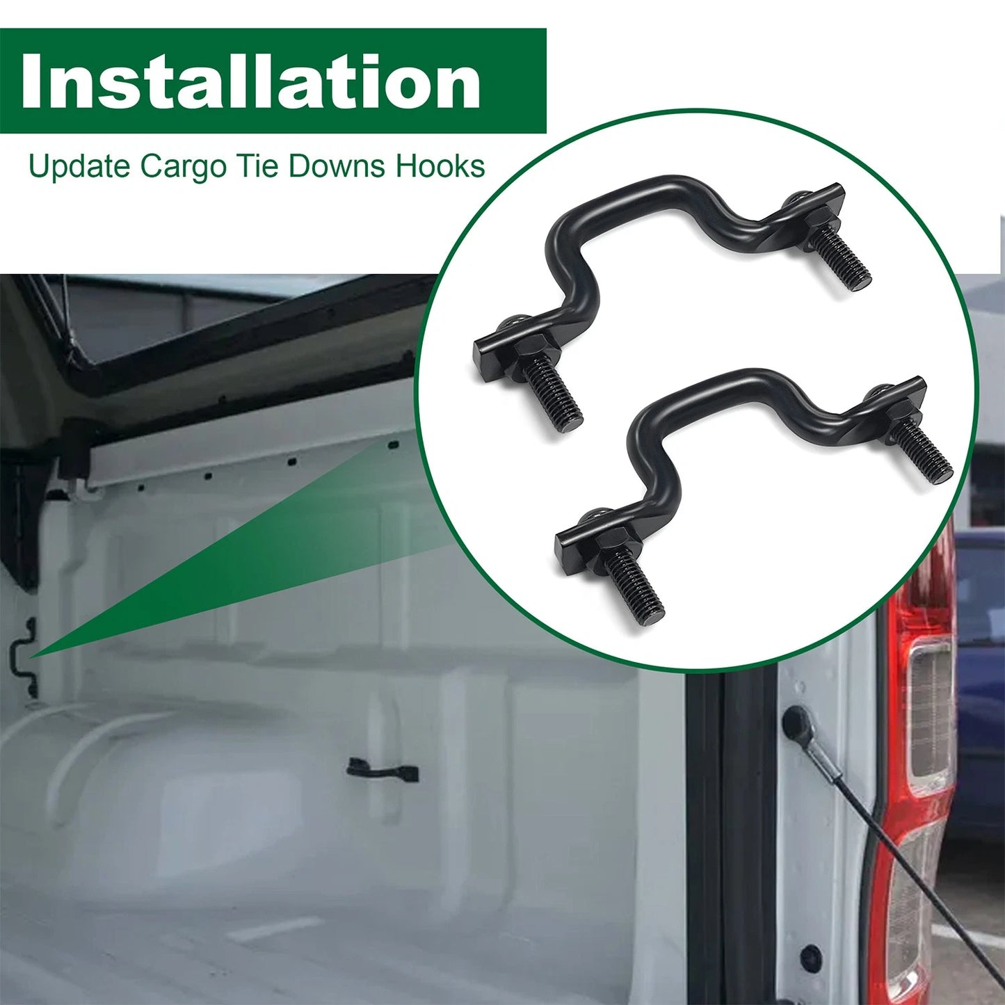 2X  Rear Truck Bed Rope Hooks for Ford Ranger 2019-2023 with Mounting Bolts