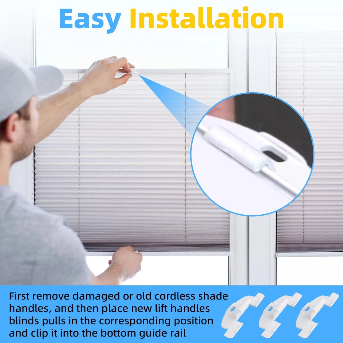 GRONGU 3/4" Lite Rise Handles Blinds Pulls Compatible with 3/4 inches, White