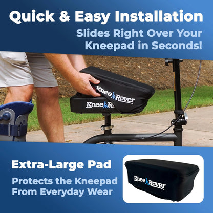KneeRover Memory Pad Knee Scooter Cover Cushion - 13” x 7” x 4”, Black