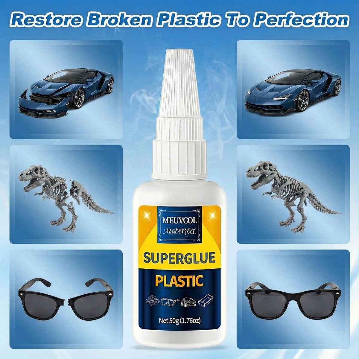 Plastic Glue 100g for Model, 3D Printing Repair, Legos & 100g, clear