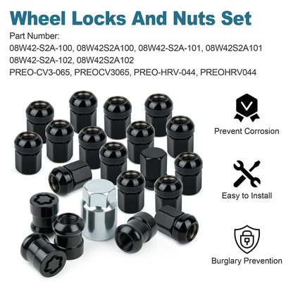 21Pcs 08W42-S2A-100 Wheel Locks Lug Nuts Set For Honda CR-V 2017-2022