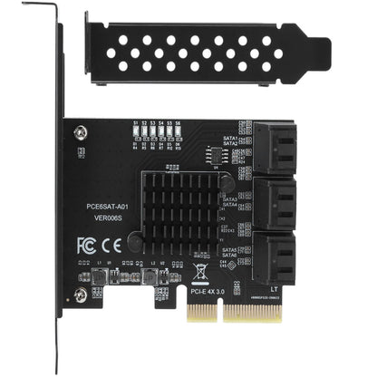 PCI-E To 6 Ports SATA 3.0 Controller Expansion Card Adapter 6Gbps For PC