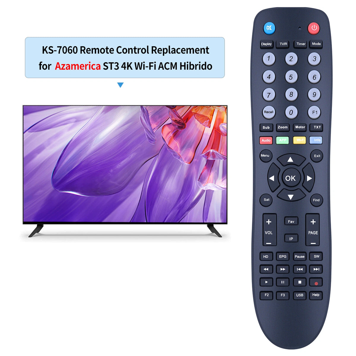 Remote Control For Az-America ST3 Ultra HD 4K,Kingstar KS-7060HD
