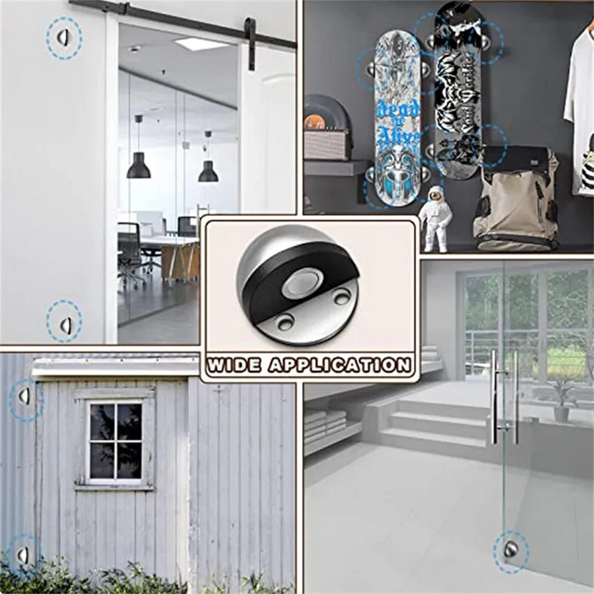 2Pcs Stainless Steel Magnetic Suction Anti-collision Semi-circle Door Stopper qr