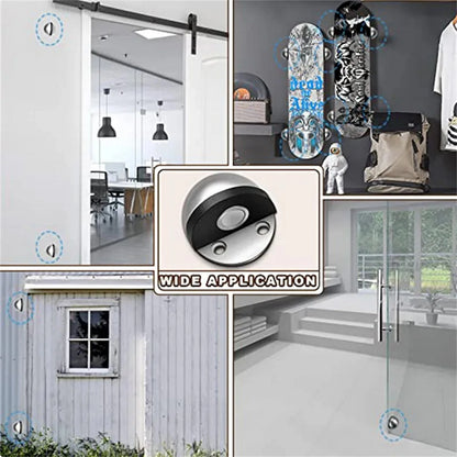 2Pcs Stainless Steel Magnetic Suction Anti-collision Semi-circle Door Stopper qr