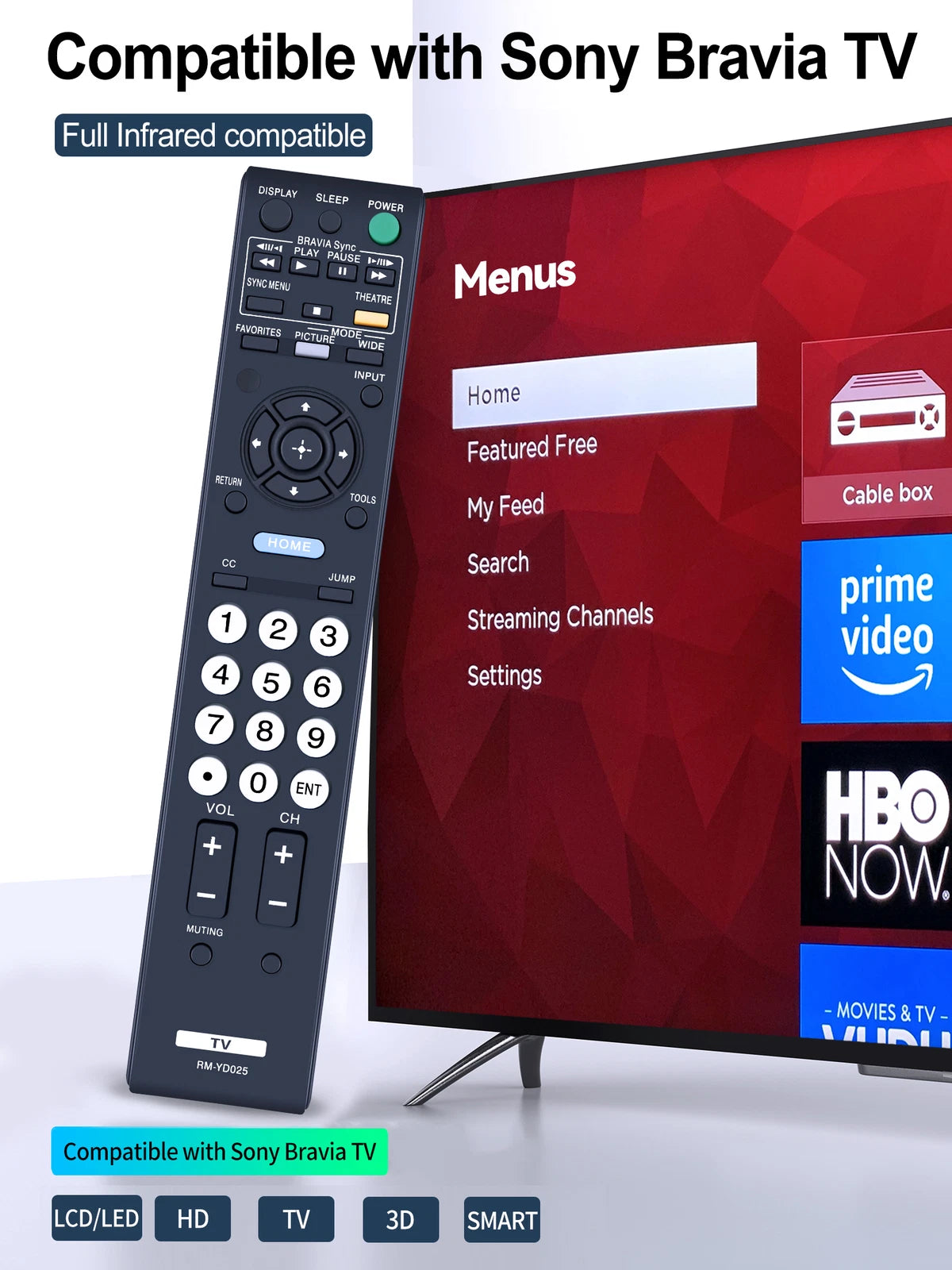 RM-YD025 Remote Control For Sony TV KDL40S504 KDL40S5100 KDL40SL1 KDL32S5100