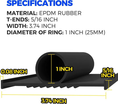 Holikme Garage Door Bottom Seal, EPDM Rubber Weather 22FT-Black-EPDM, Black