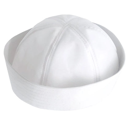 Adult White  Navy SAILOR Fishing Marine Costume Hat Cap 58cm gg