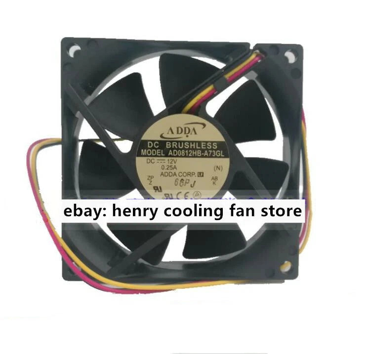 For ADDA AD0812HB-A73GL DC 12V 0.25A 80*80*25mm 36CFM 3pin Case cooling fan