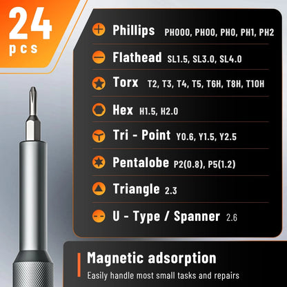KATERK 25-in-1 Small Screwdriver Set - Precision Mini Precision, Black
