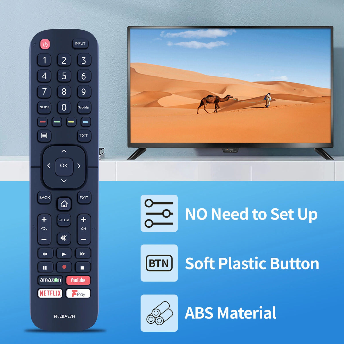 EN2BA27H Replacement Remote Control For Hisense TV H32A5600UK
