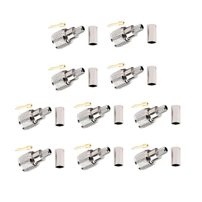 10x Mini-UHF Male Crimps Connector For RG-58/U Cable Radio Antenna Brass
