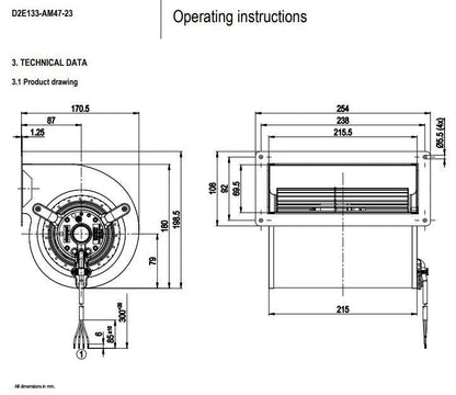 Ebmpapst Blower Fan D2E133-AM47-23 Centrifugal Fan AC 230V 0.84A Inverter Fan