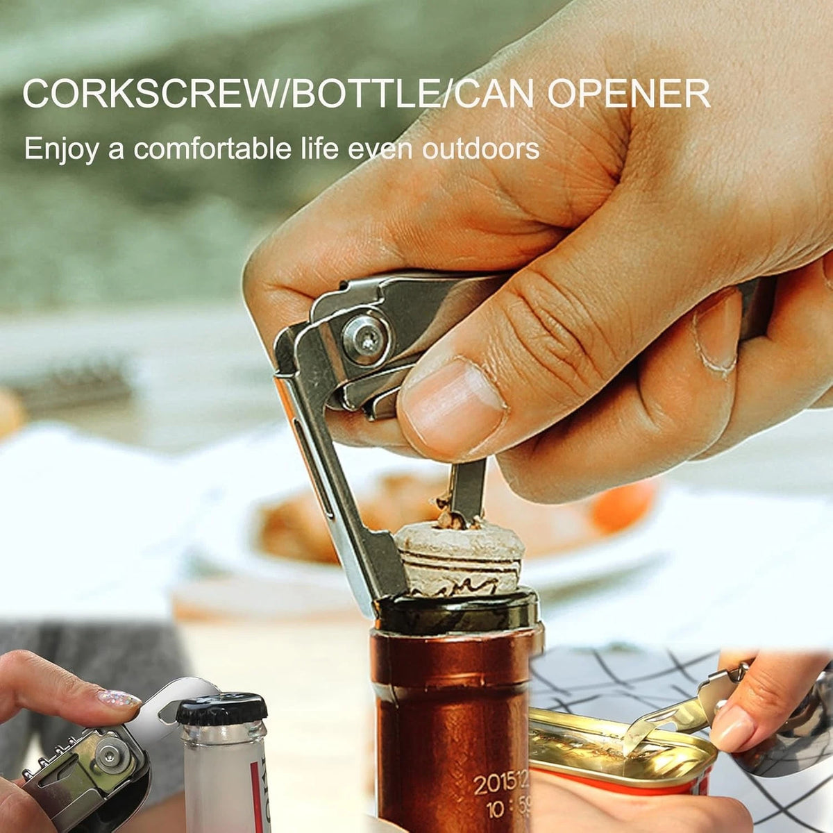 6-in-1 Detachable Camping Utensil, Stainless Steel Cutlery Folding Silver
