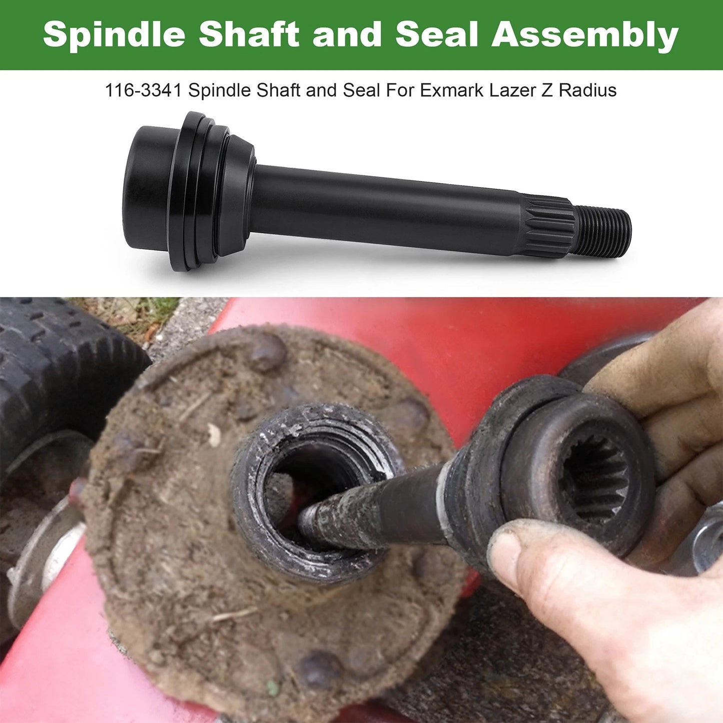 Spindle Shaft and Seal For Exmark Lazer Z Turf Tracer 116-3341