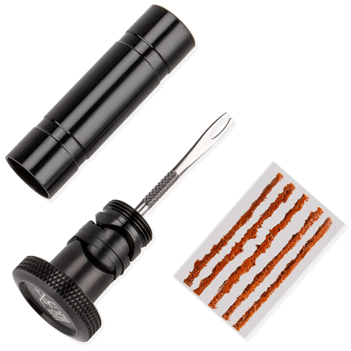 Handlebar End Plugs with Tubeless Tire Repair Kit - Insert Black