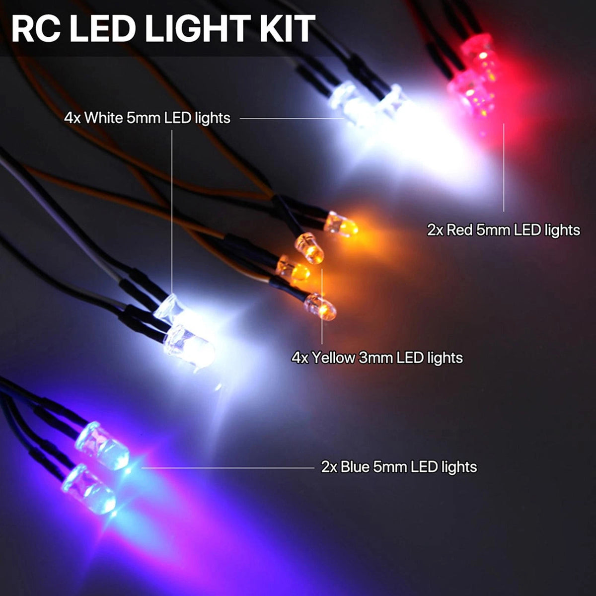 1 Set 12 LED Lights Kit For HSP Traxxas TAMIYA Axial SCX10 1/10 1/8 RC Car nn