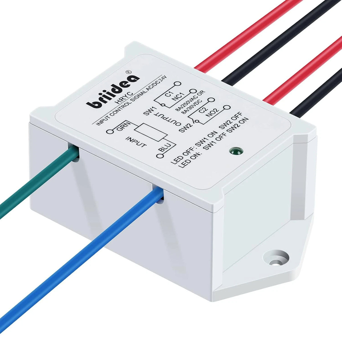 DPST 1NO 1NC 8Amp Power Relay Module, Briidea 24V AC/DC Control...