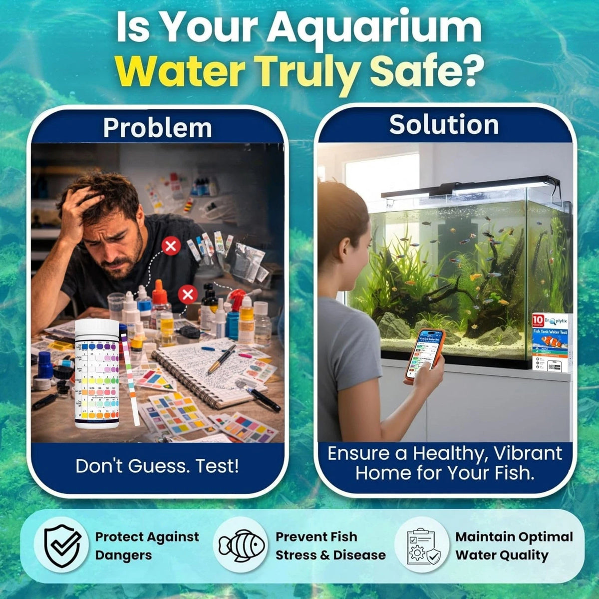 DROPLYTIX Digital Aquarium Water Test Kit, App-Enabled 10-in-1 Freshwater &...