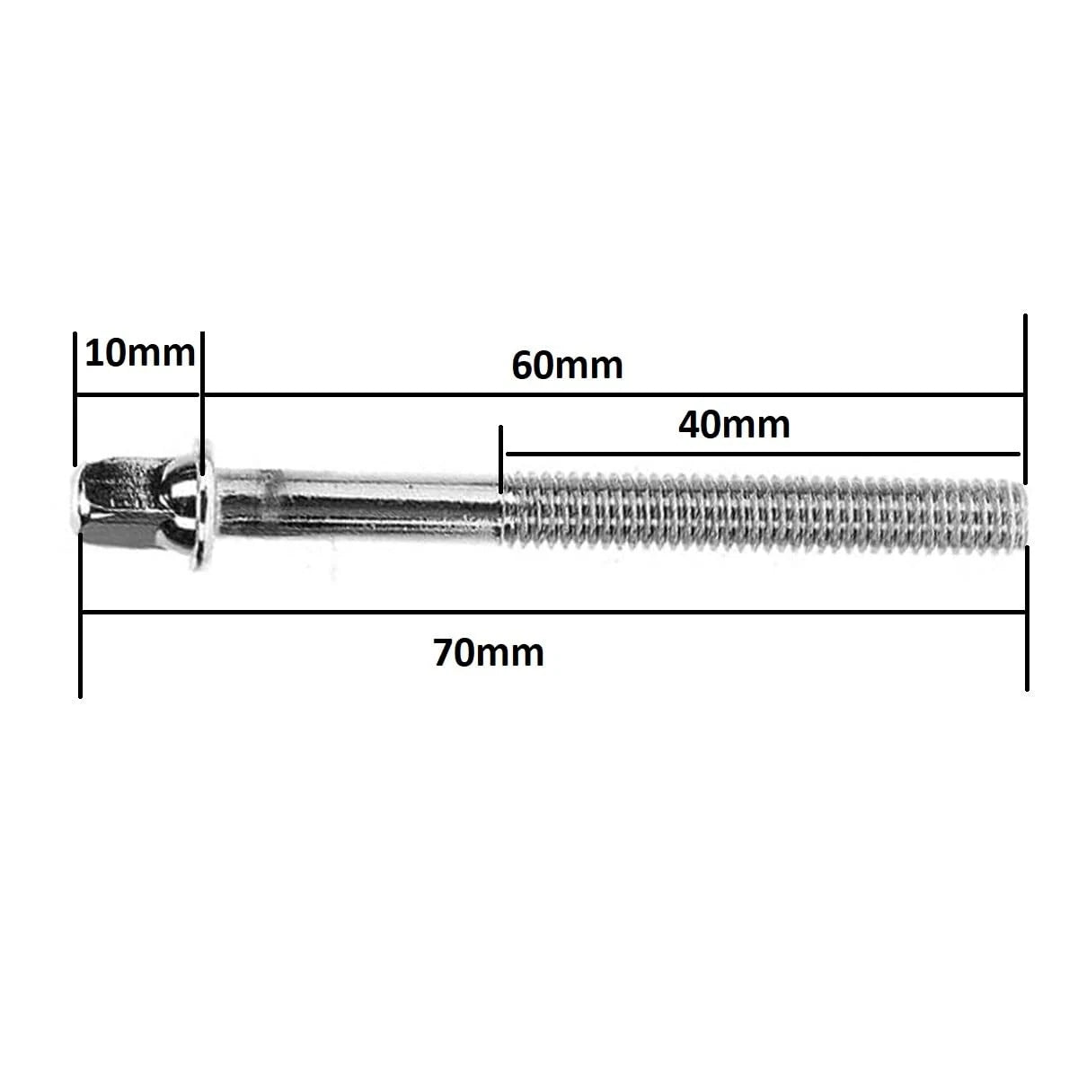 TUOREN Drum Set Hardware 12-Pack Stainless Steel Tight M6 x60mm, silver