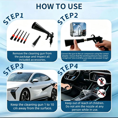 XLfacai Tornado Detailing Car Cleaning Gun with Metal Size2, Black Brush