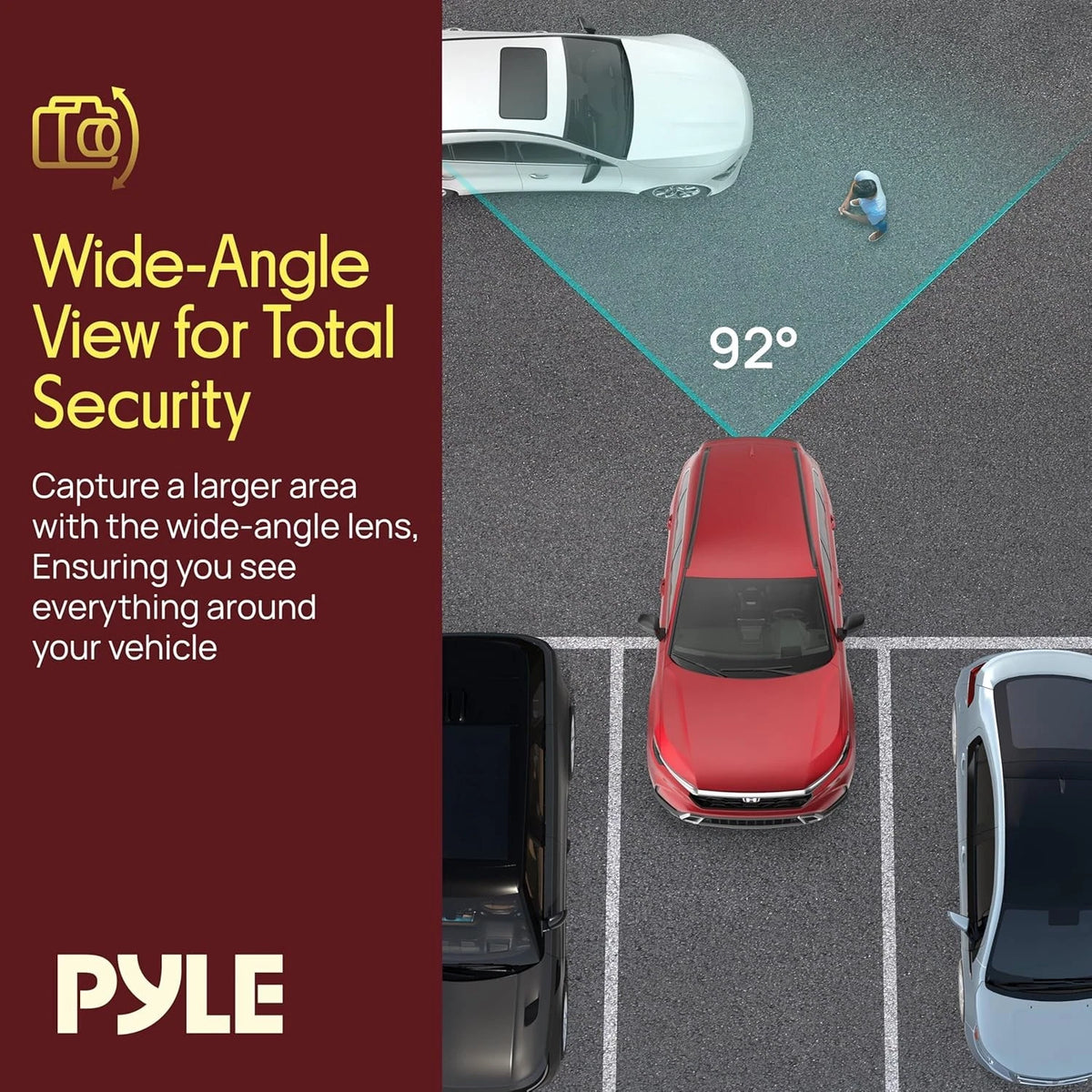 Pyle License Plate Rearview Mirror Cam,1080p Full HD Waterproof Rear Black