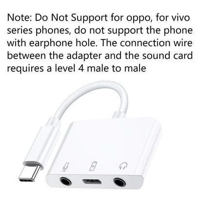 Type-C Sound Card USB 3.5mm Audio Earphone Speaker Mic Live-Streaming Adapter