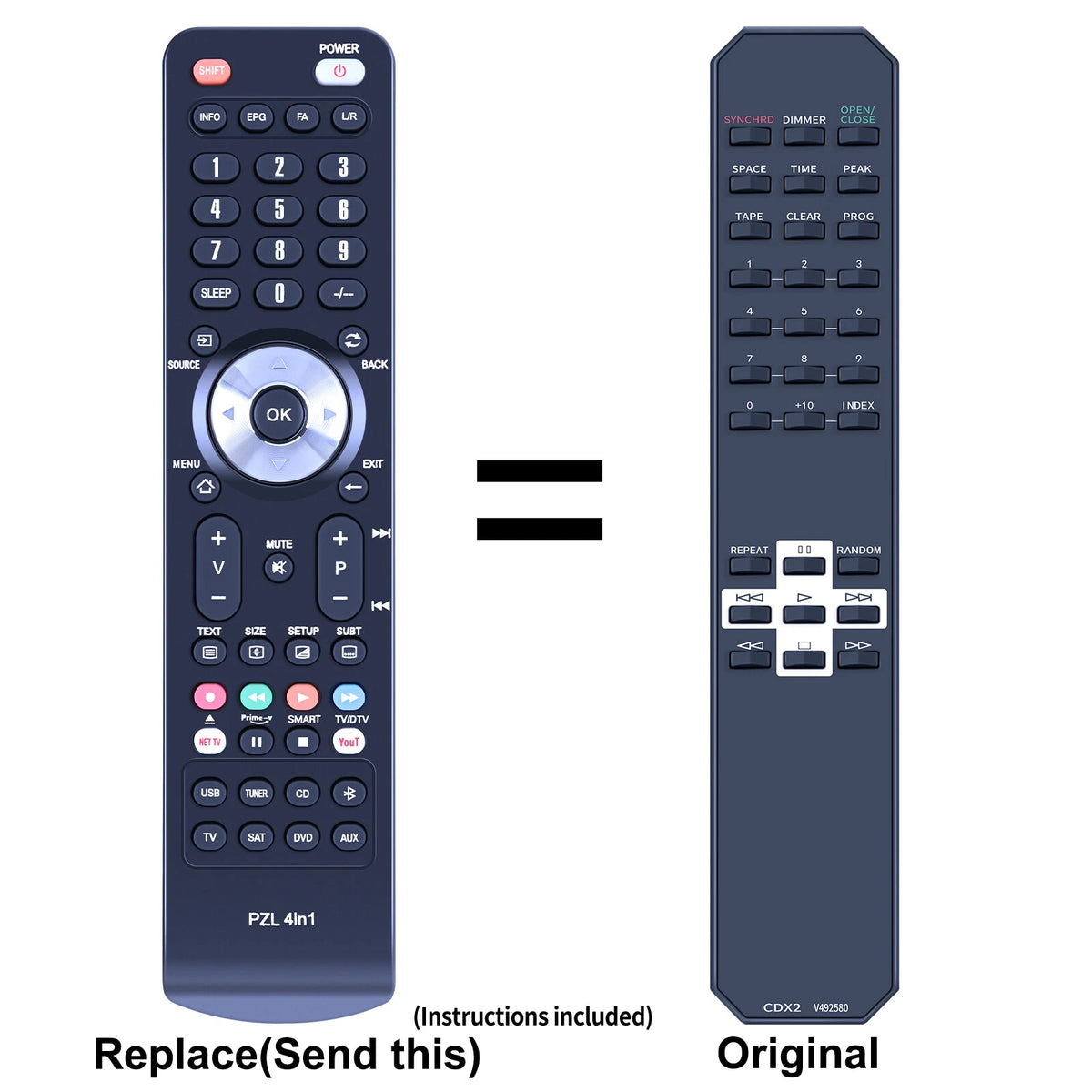 CDX2 V492580 Replacement Remote Control For Yamaha CDX596 CDX469 CDX396